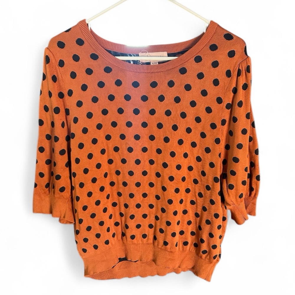 Philosophy Rust and Black Polka Dot Top Size XL